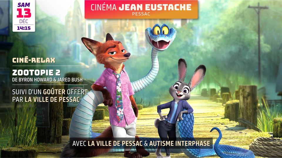 Séance Ciné-Relax : ZOOTOPIE 2 de Byron Howard et Jared Bush (6 ans et +)