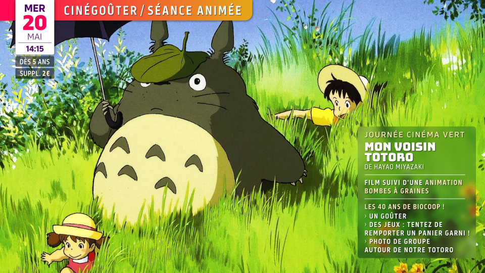 Cinégoûter et séance animée : MON VOISIN TOTORO de Hayao Miyazaki (Dès 5 ans)