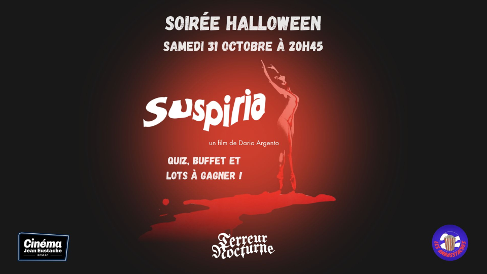Soirée Halloween « Terreur Nocturne » avec les Ambasstaches : SUSPIRIA de Dario Argento